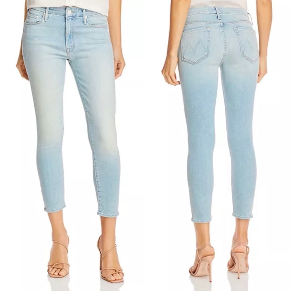Mother Jeans The Looker Crop Skinny in Swimming Pool Sunday Light Wash Sz 25